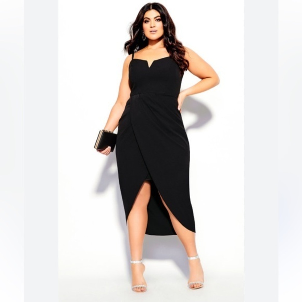 City Chic Black Midi Dress